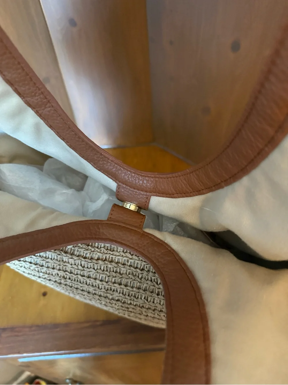 Banana Republic Factory Straw Hobo Tote Bag Woven Summer Beach Carryall tan
